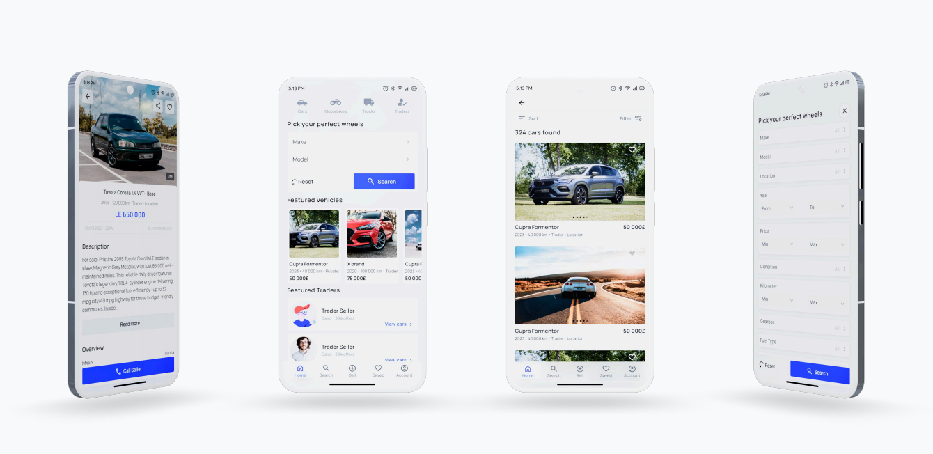 FindMotos App Screens